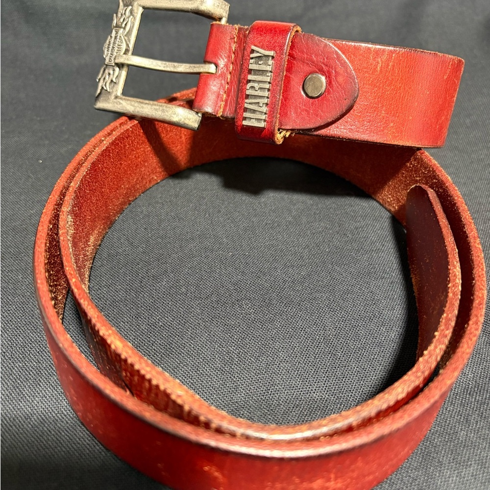 Harley-Davidson Men’s Genuine Leather Belt with Harley-Davidson Buckle Size 42”